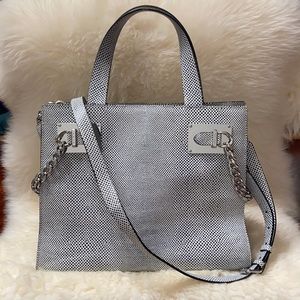 Henri Bendel Monochrome Satchel with Chain Detail